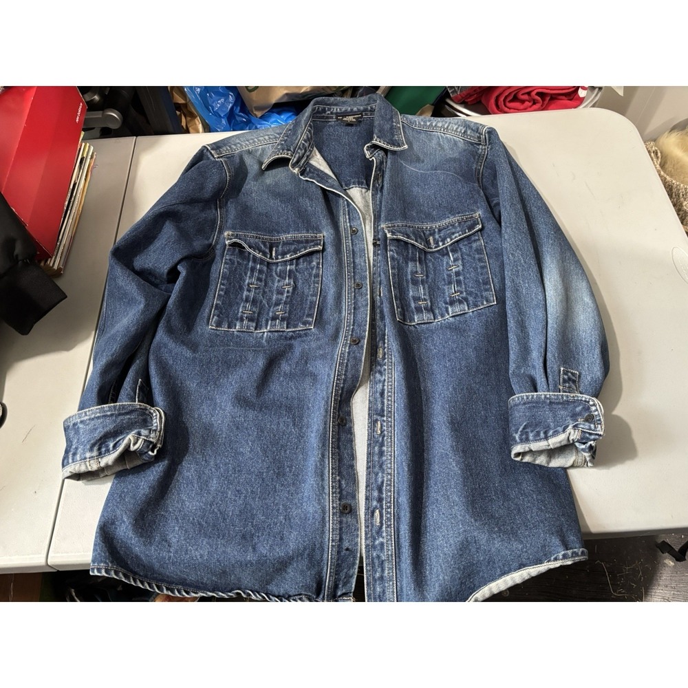 VTG 90'S Y2K MARITHE FRANCOIS GIRBAUD DENIM JACKET COAT SZ L